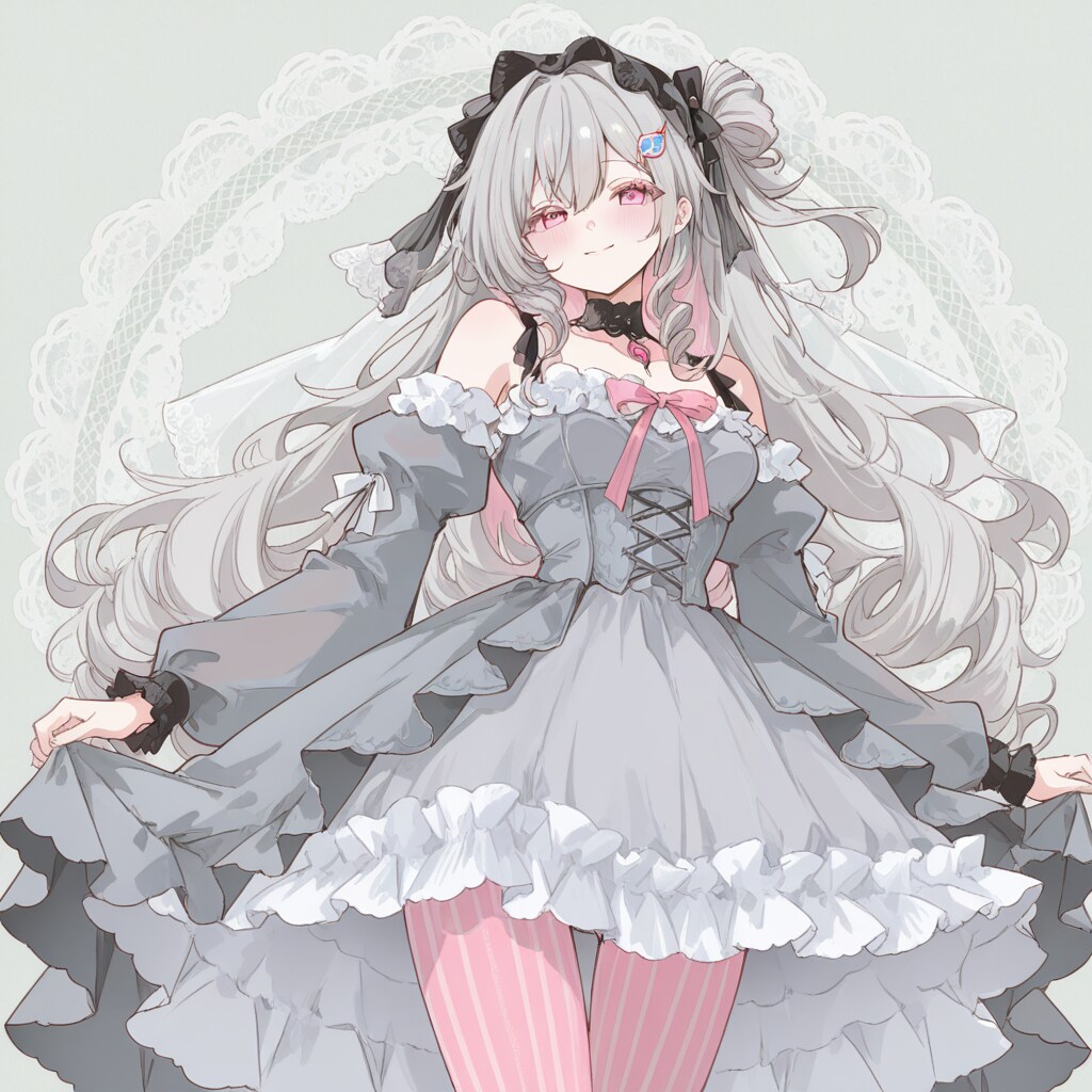 灰色×ピンク