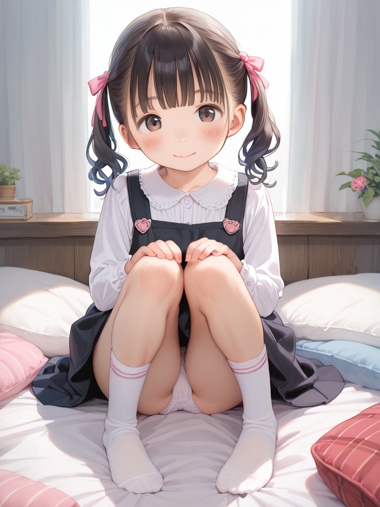 【サンプル】ジャンスカ〇リ〇リJ〇ちゃんたちの体育座りパンチラ（6枚）