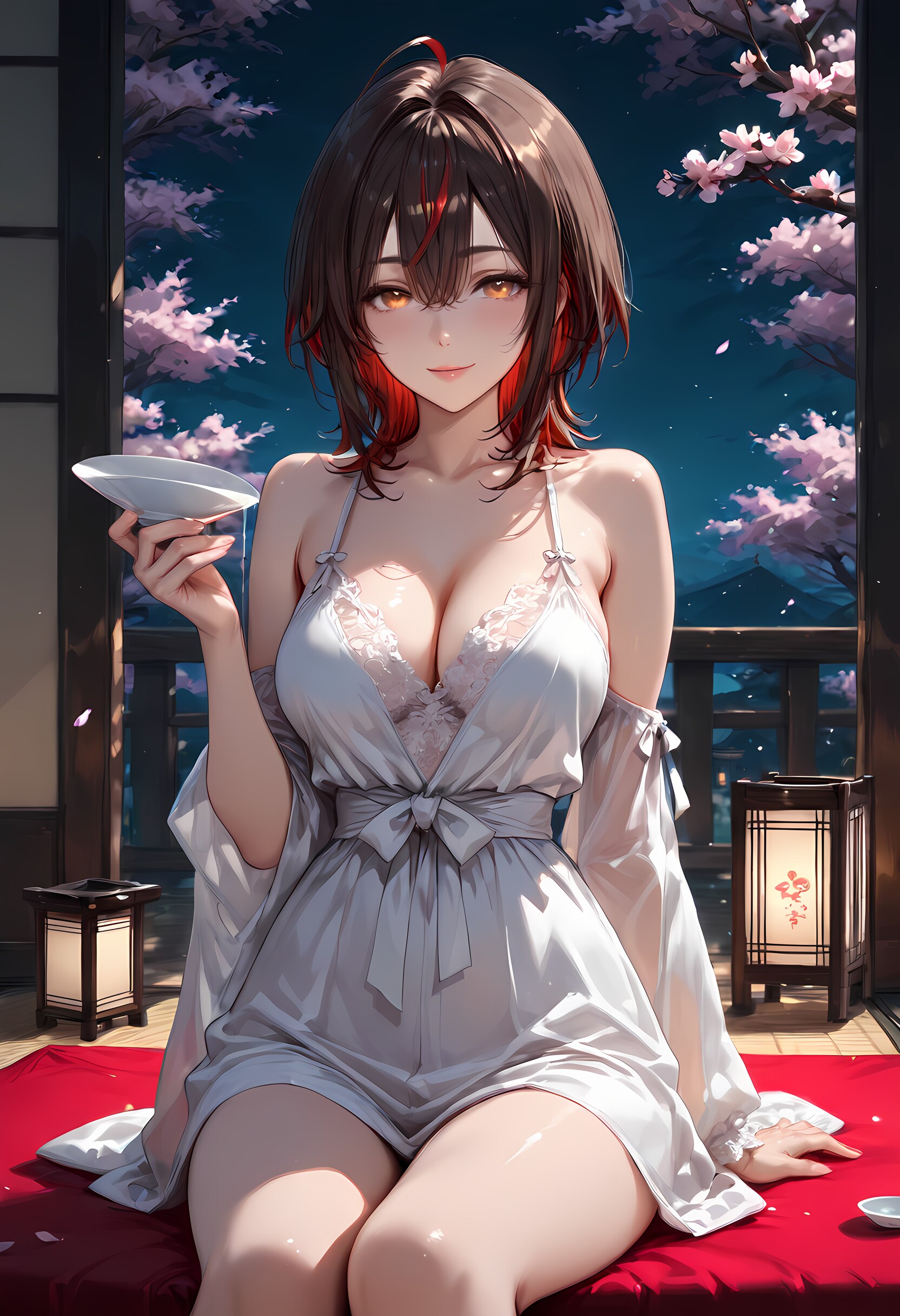 夜桜で一献