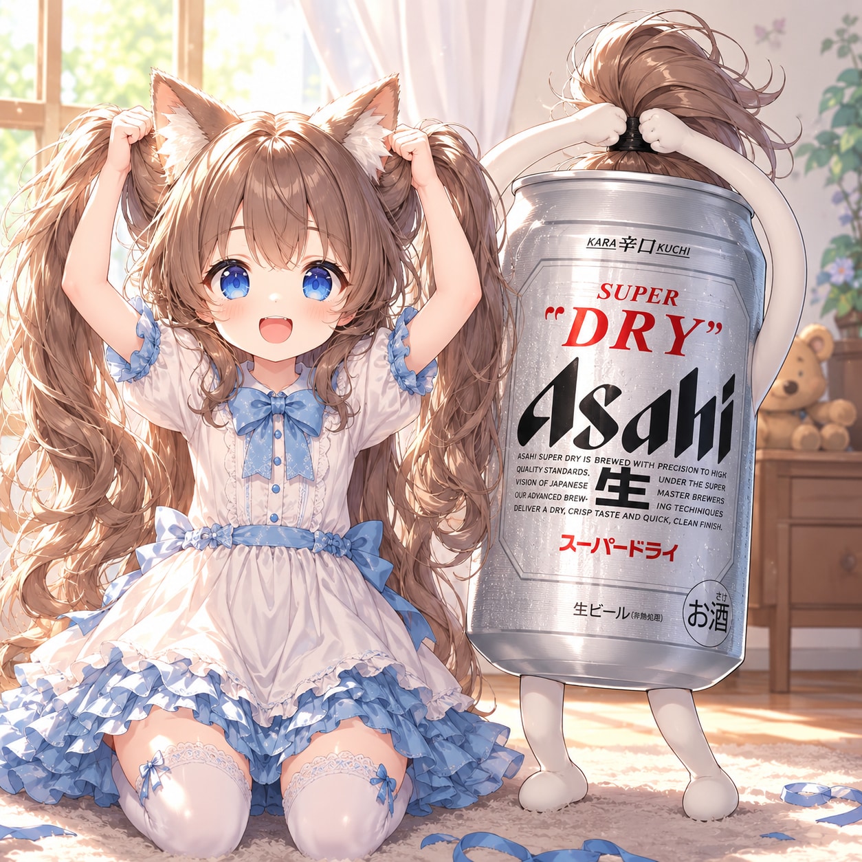 手でツインテールしてる小さな女の子