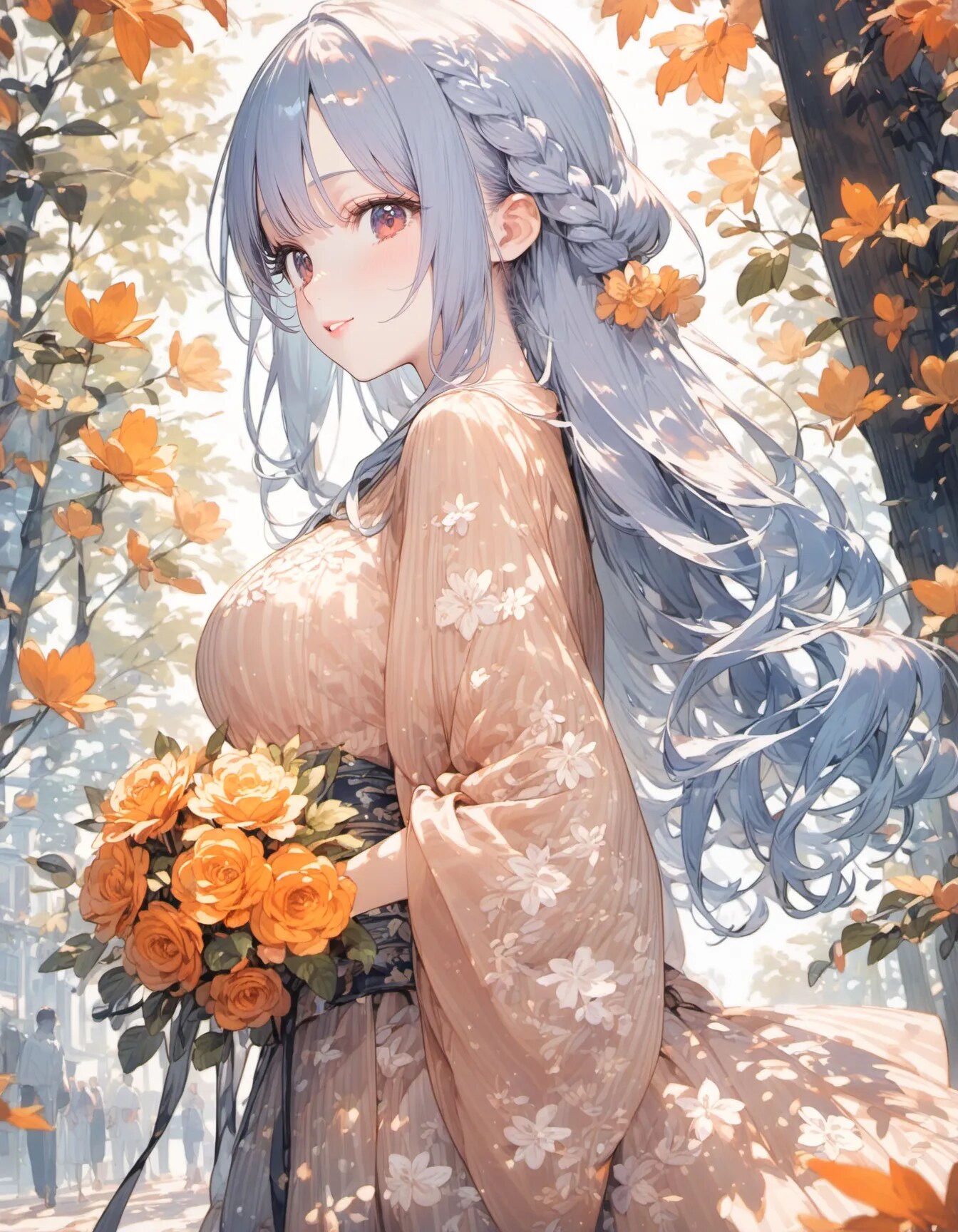 Autumn Kimono and Blue Hair | の人気AIイラスト・グラビア