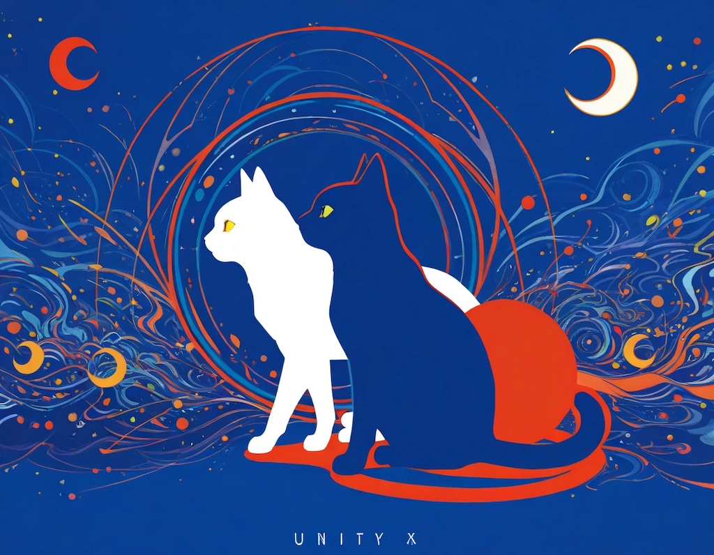 月と猫のシルエット