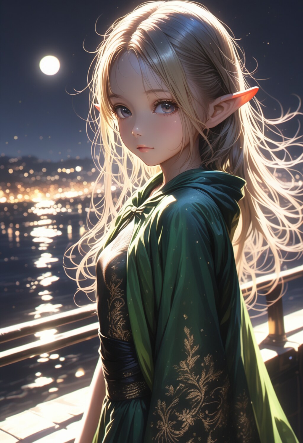 夜の街とエルフさん