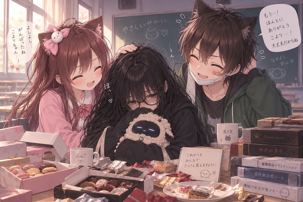 「モコちゃん様という絶対的ヒロインが存在するのに顎を破損させてしまいまして申し訳ございません…！高放熱冷却シートをお持ちいたしましたぁ…！」