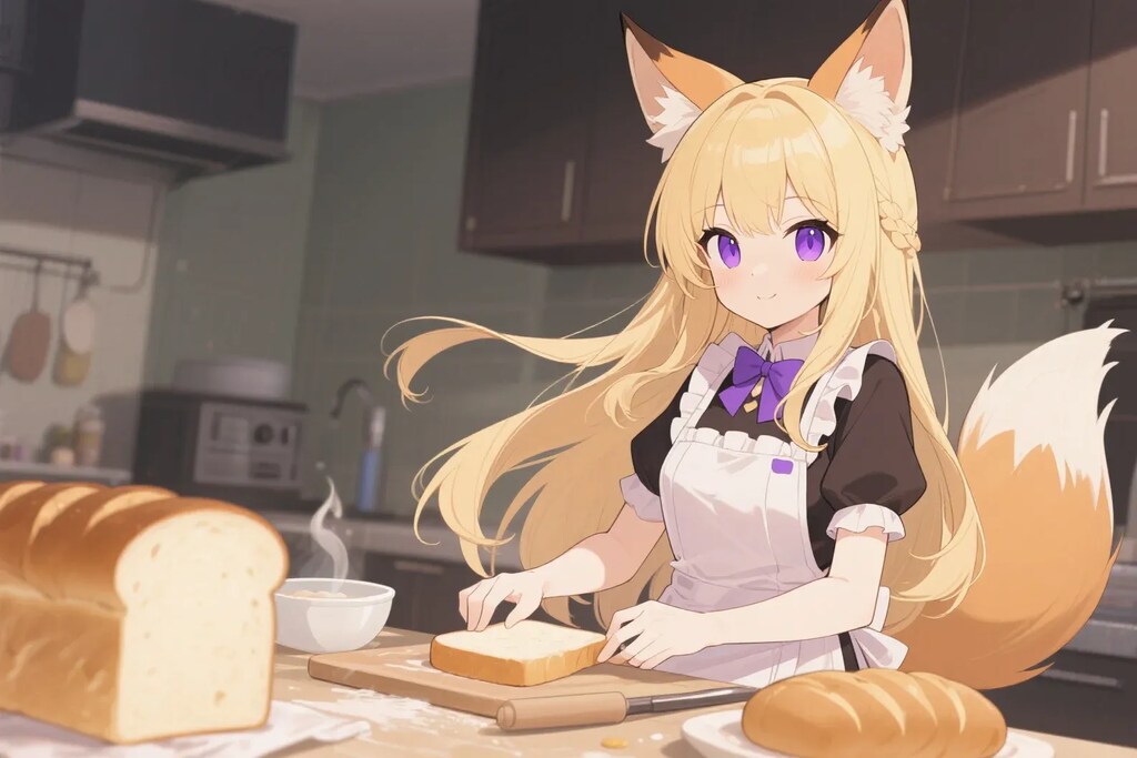 パンを焼くクレアちゃん