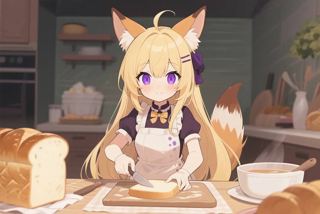 パンを焼くクレアちゃん