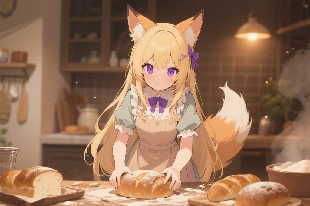 パンを焼くクレアちゃん