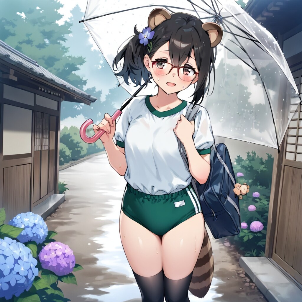 雨の下校道！
