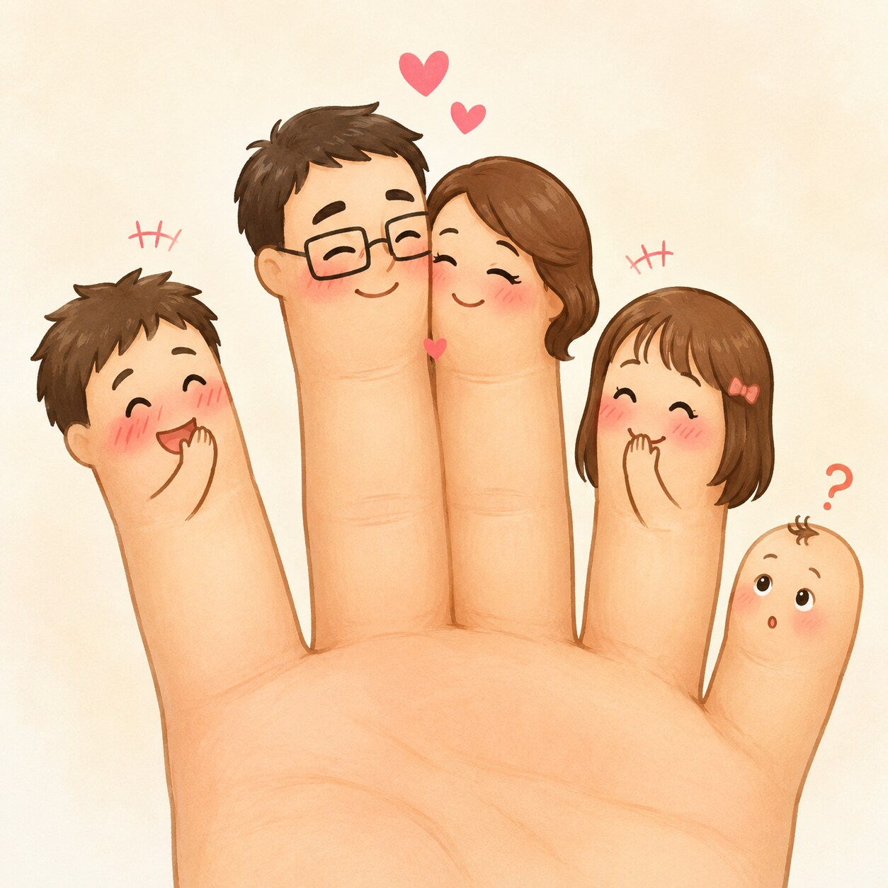 愛あふれる指家族