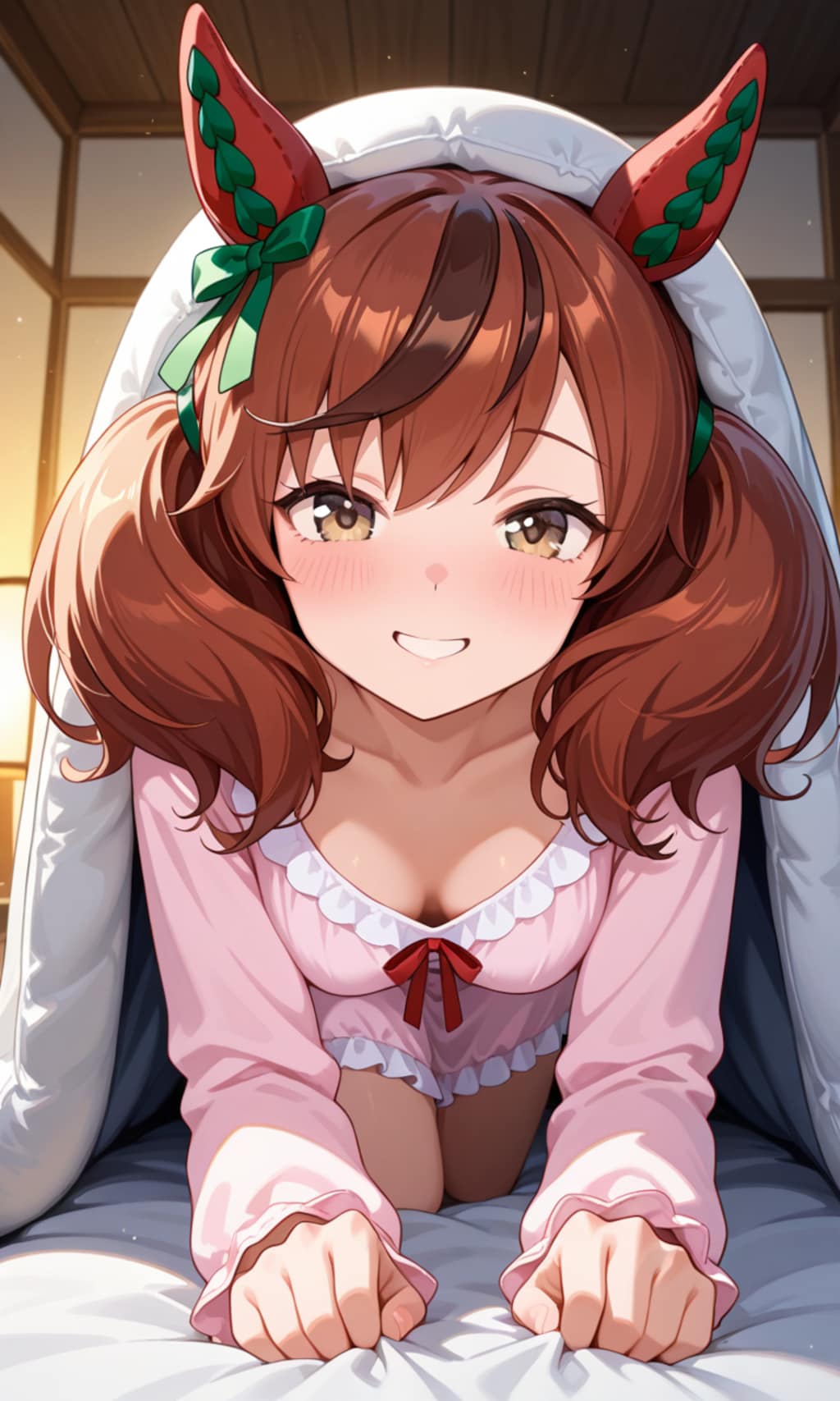 お布団に潜り込んでくるネイチャさん