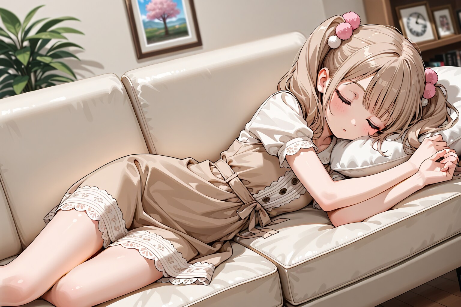 リビングで寝る MOKAちゃん | の人気AIイラスト・グラビア