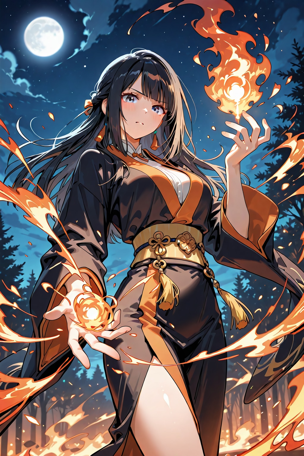 女性魔道士(雷・炎・水・植物・岩)