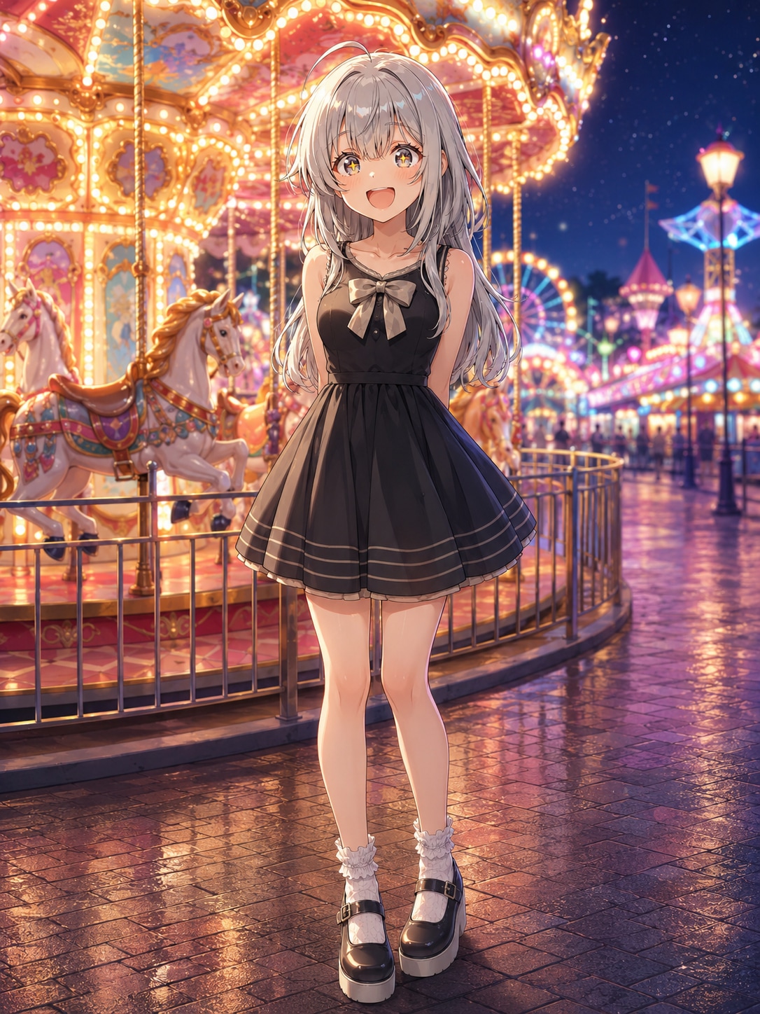 夜の遊園地