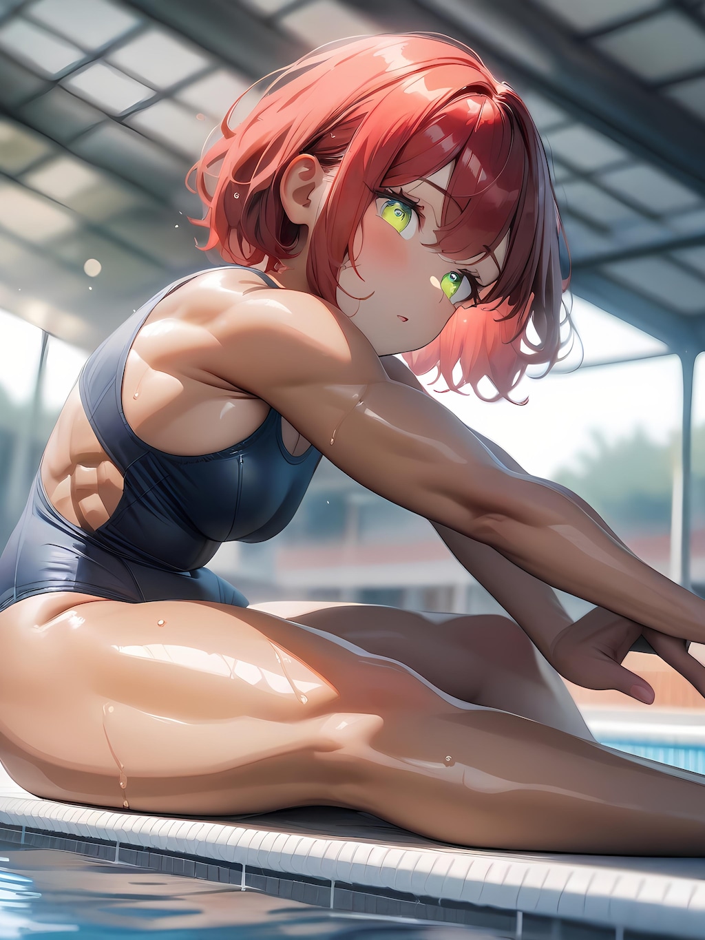 水着越しの腹筋　他