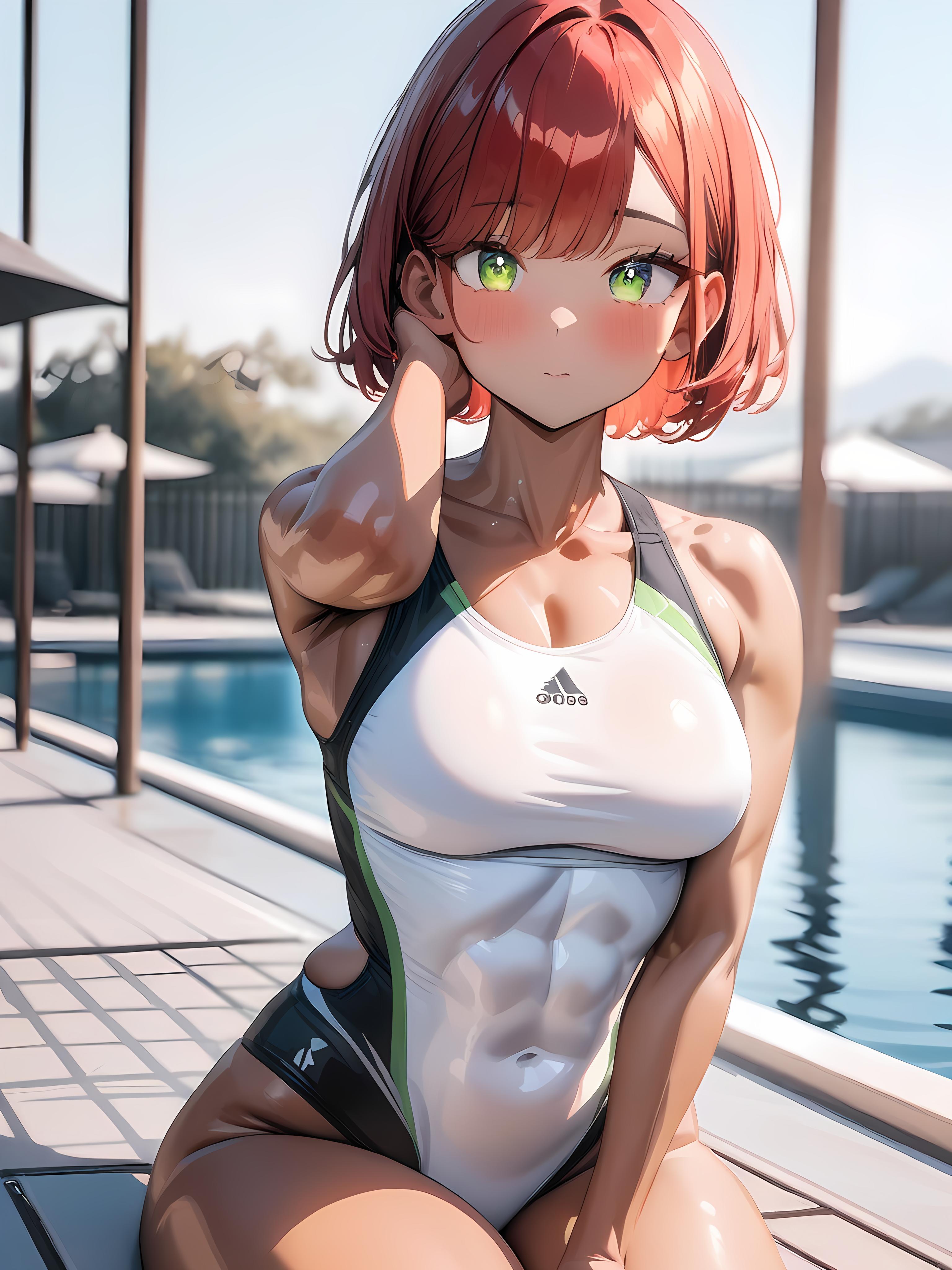 水着越しの腹筋　他