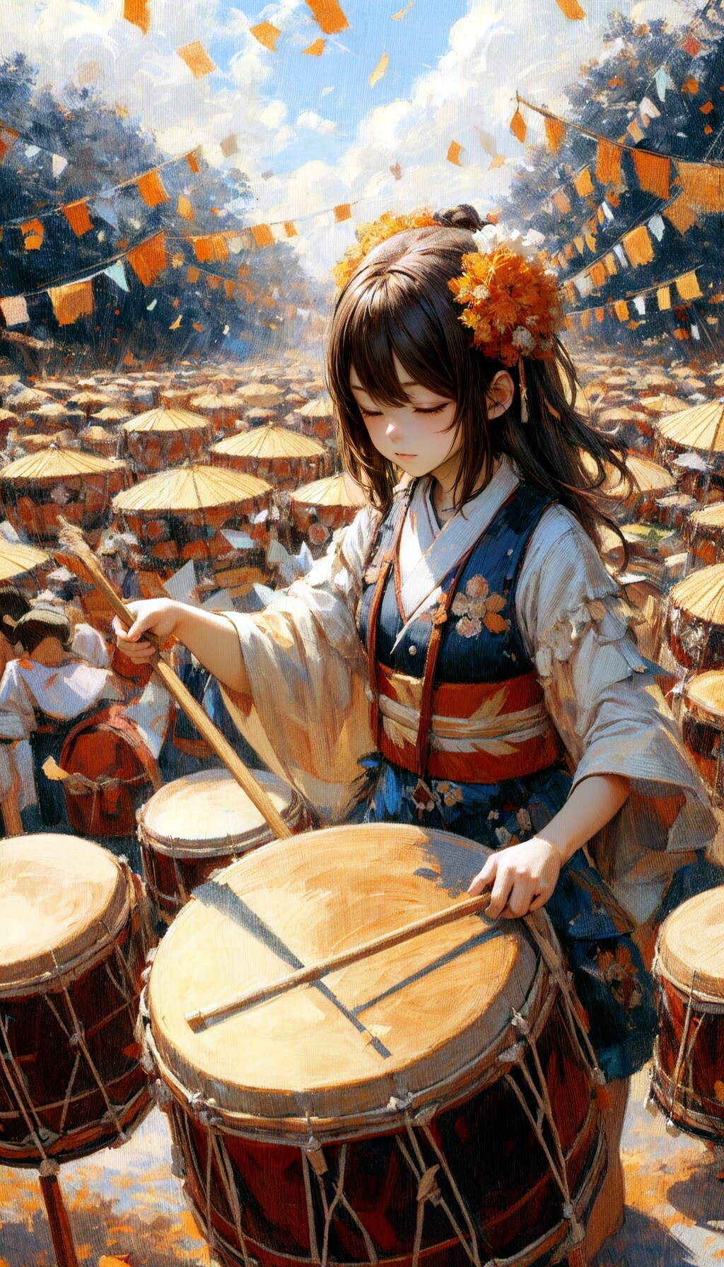 太鼓を叩く少女③