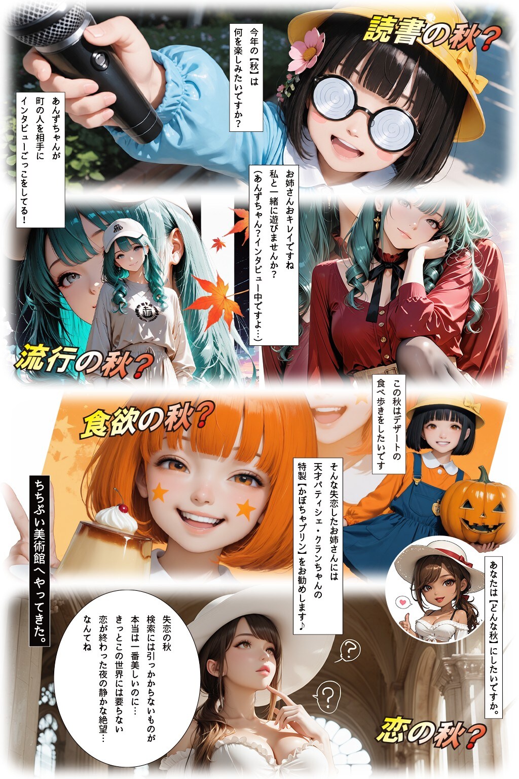 Chi-Chi-Pui Art Museum「ちちぷい美術館へやってきた。」【「秋といえば…？」街頭インタビュー篇】 | の人気AIイラスト・グラビア