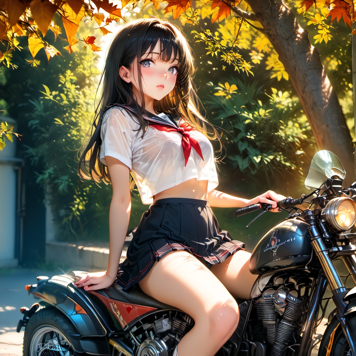 バイク通学 | の人気AIイラスト・グラビア