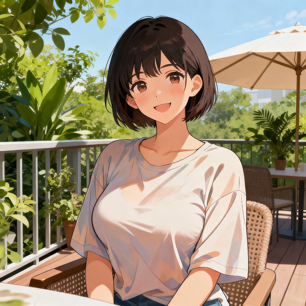 テラス席で休憩