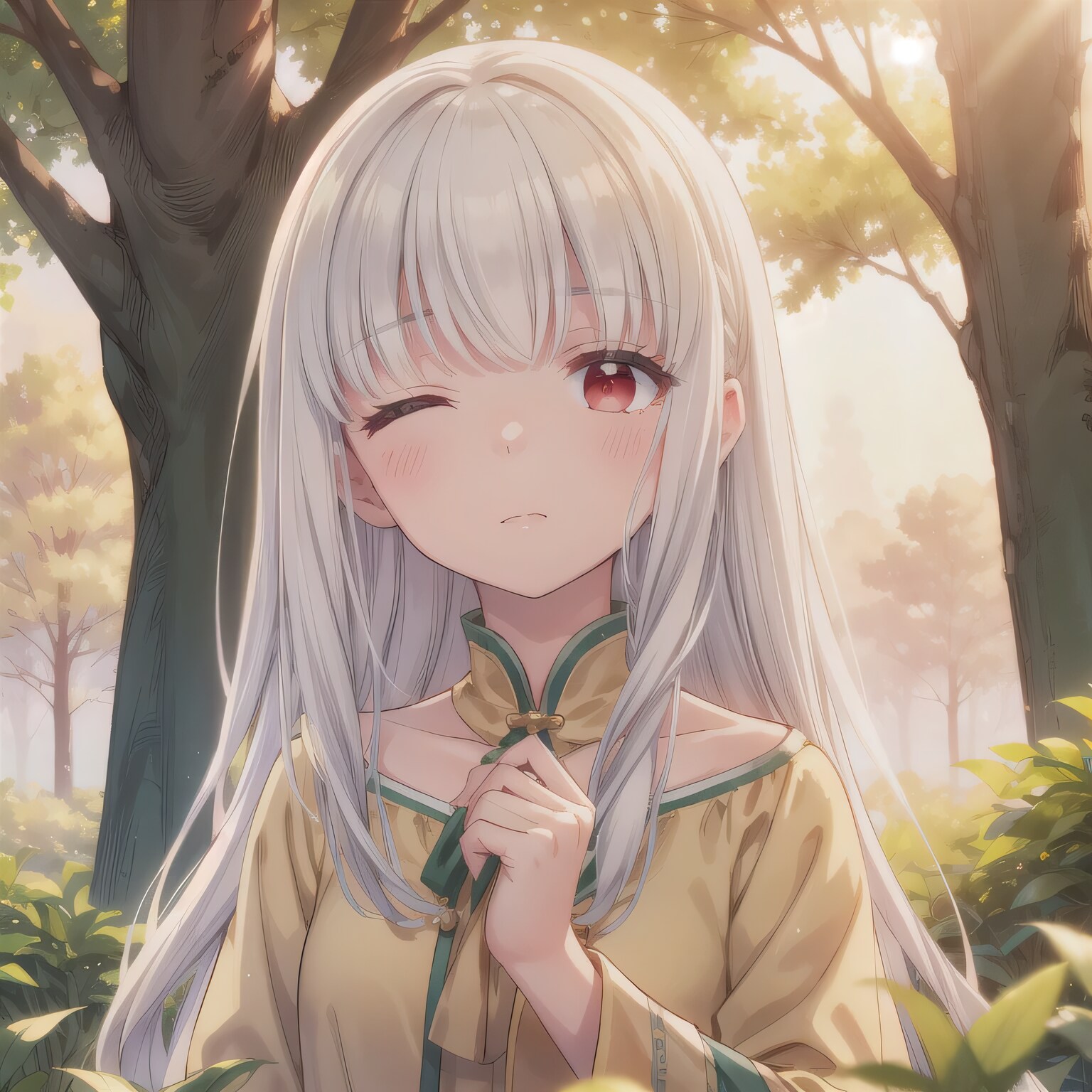 白髪ロングで洋装の少女２ | の人気AIイラスト・グラビア