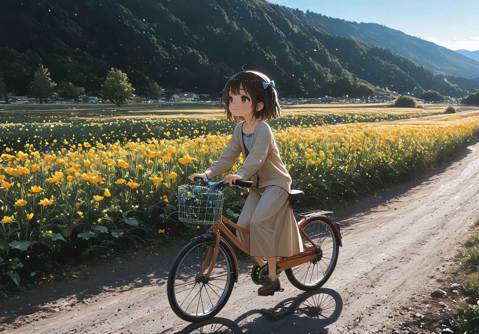 花の道をこいで