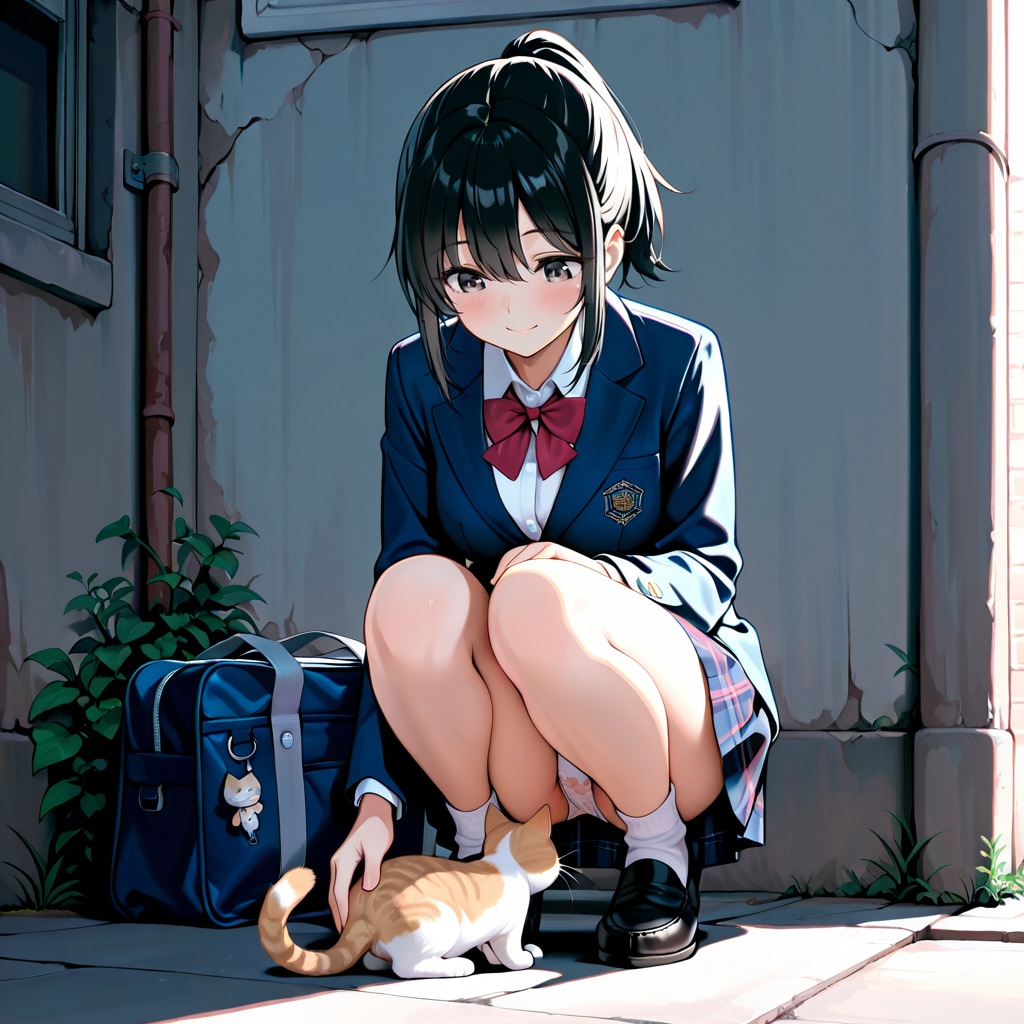 ネコ撫でチラリ