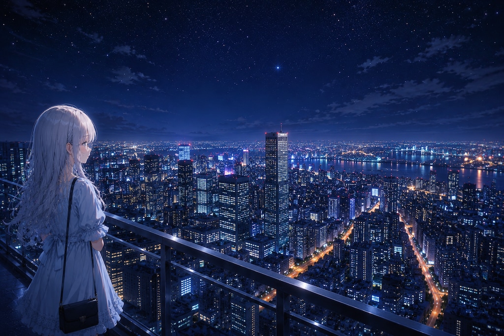 栞ちゃんと夜の都会の夜景デート