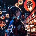 振り返る女と月 2枚目