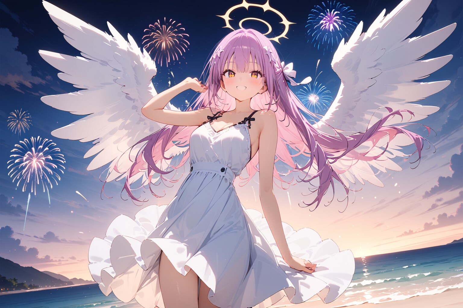 天使さんと花火（HALO） | の人気AIイラスト・グラビア