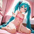 初音ミク【ベビードール】3 座りポーズ 2枚目