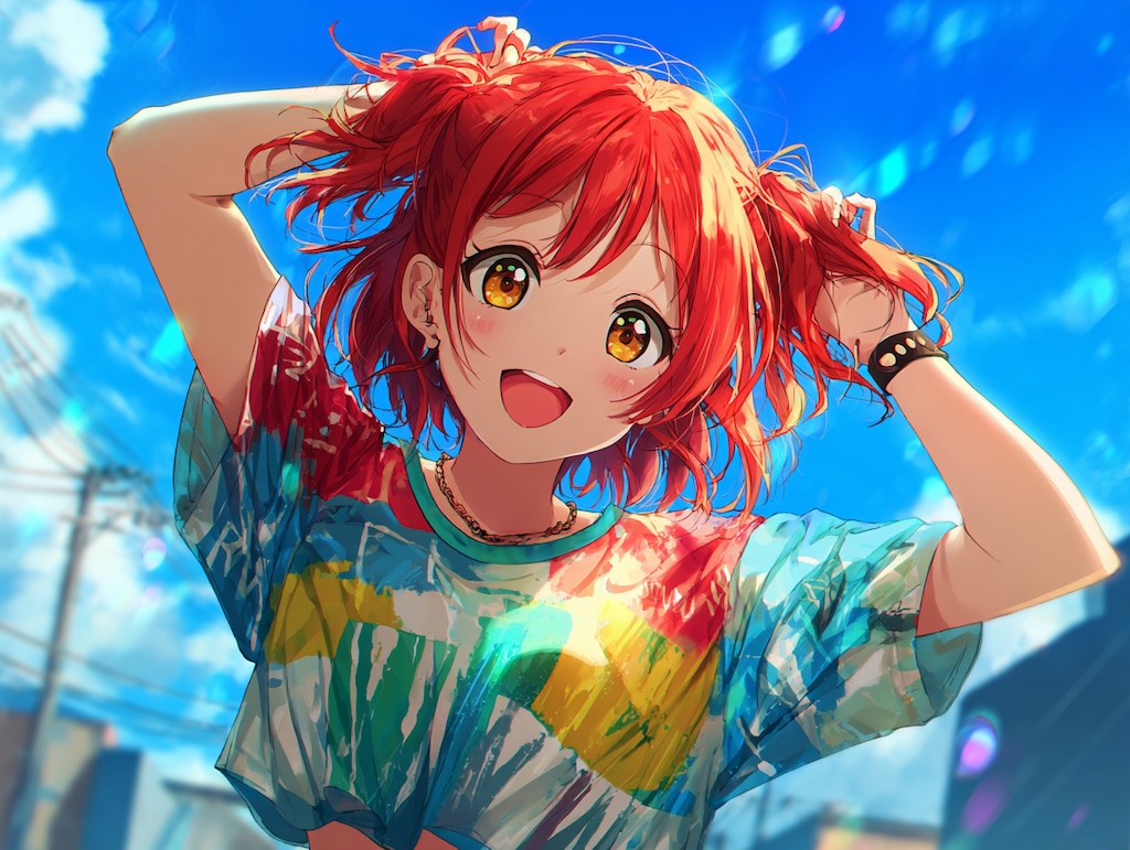 手ツインテ（２）赤髪ショート niji7