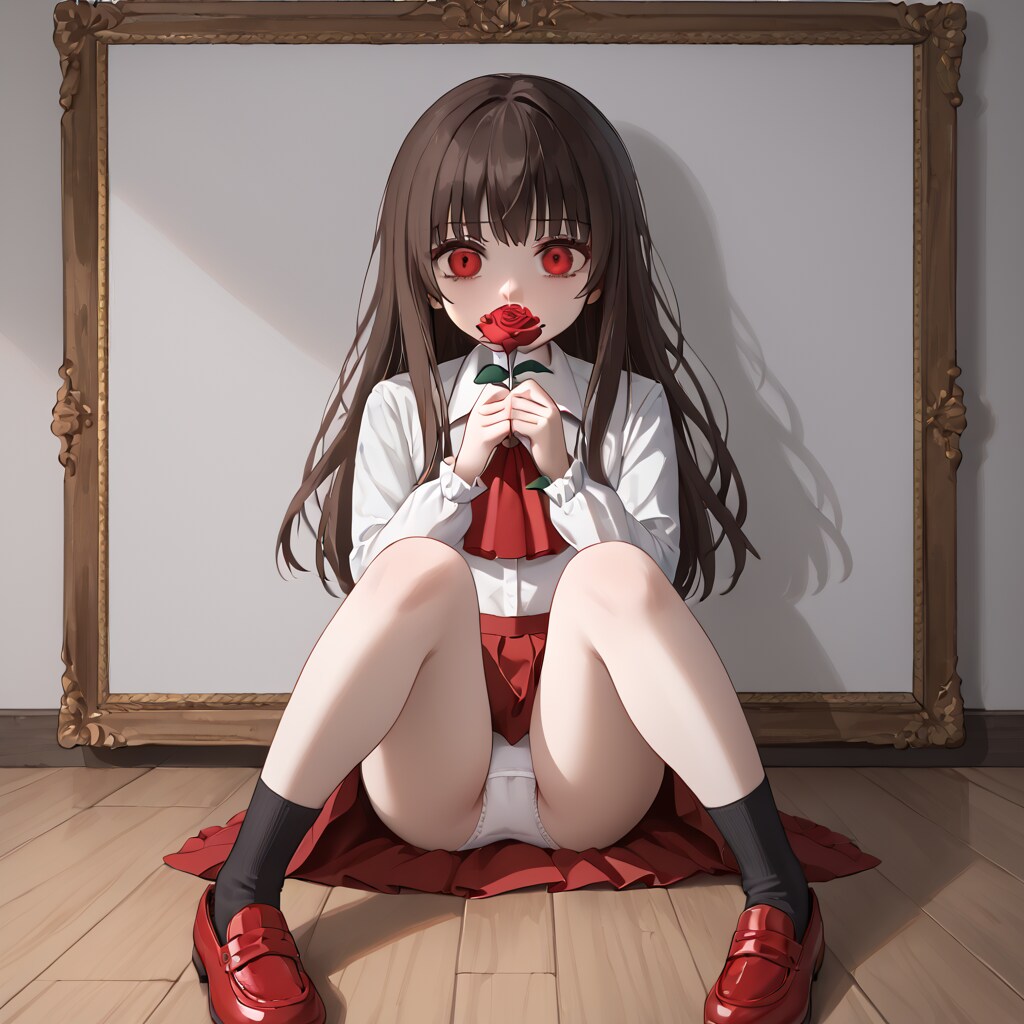 イヴが床に座って薔薇を持ちながらパンチラ（おまけ多数）