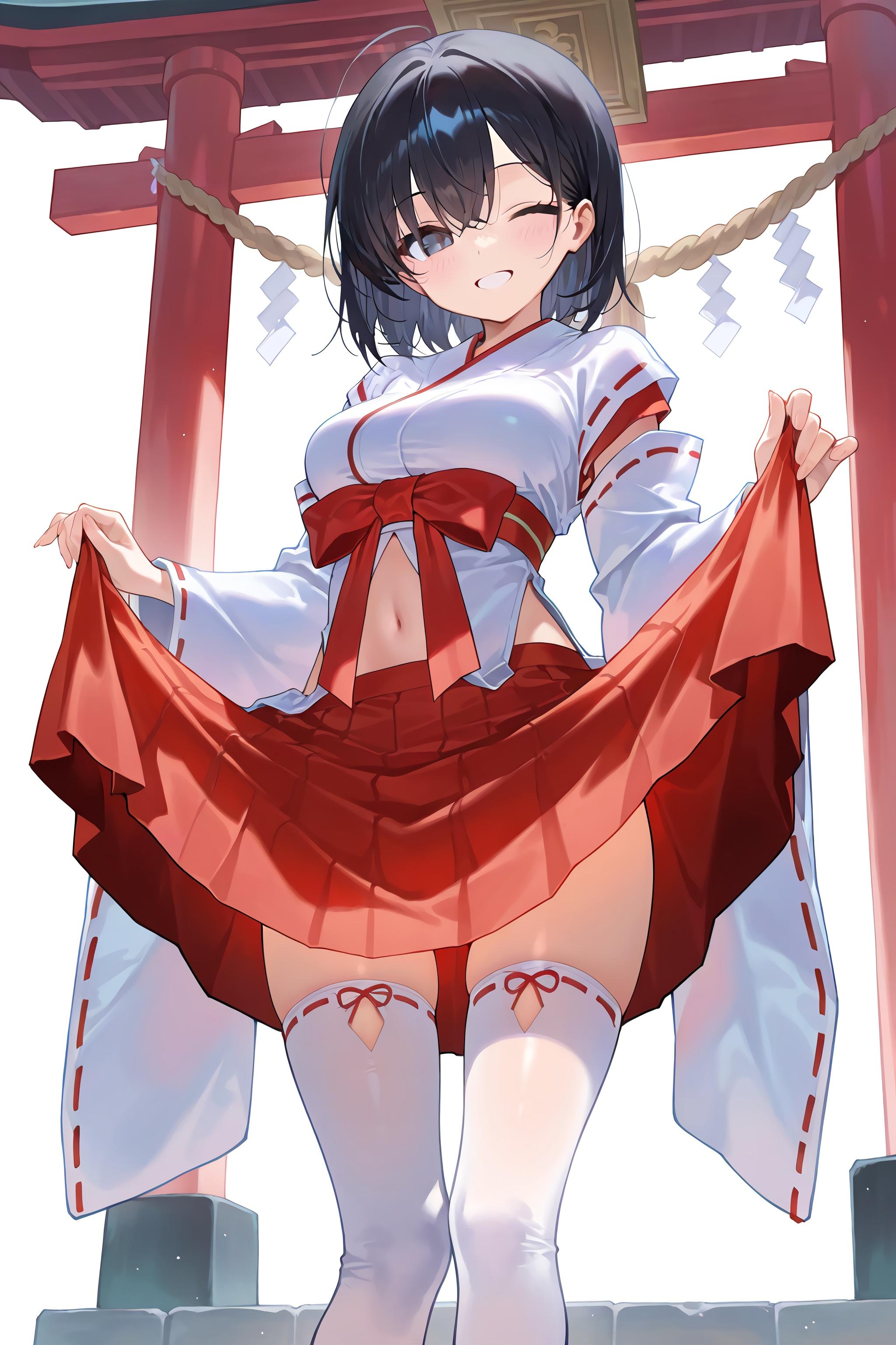 へそ出し巫女