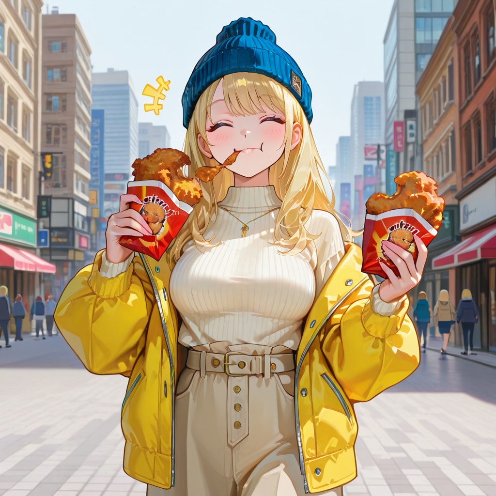 青キャップフライドチキン少女 | の人気AIイラスト・グラビア