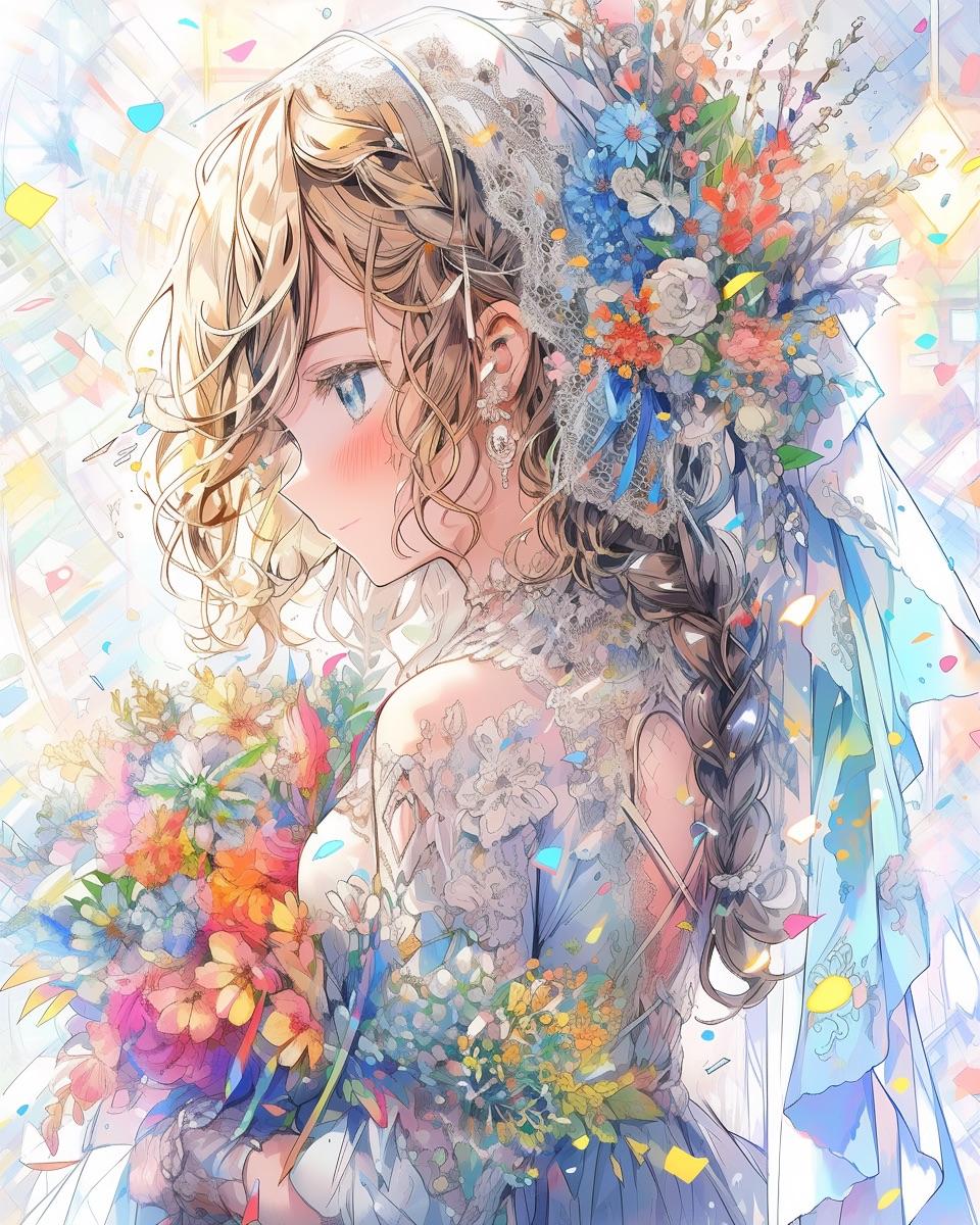 花とウェディングドレス