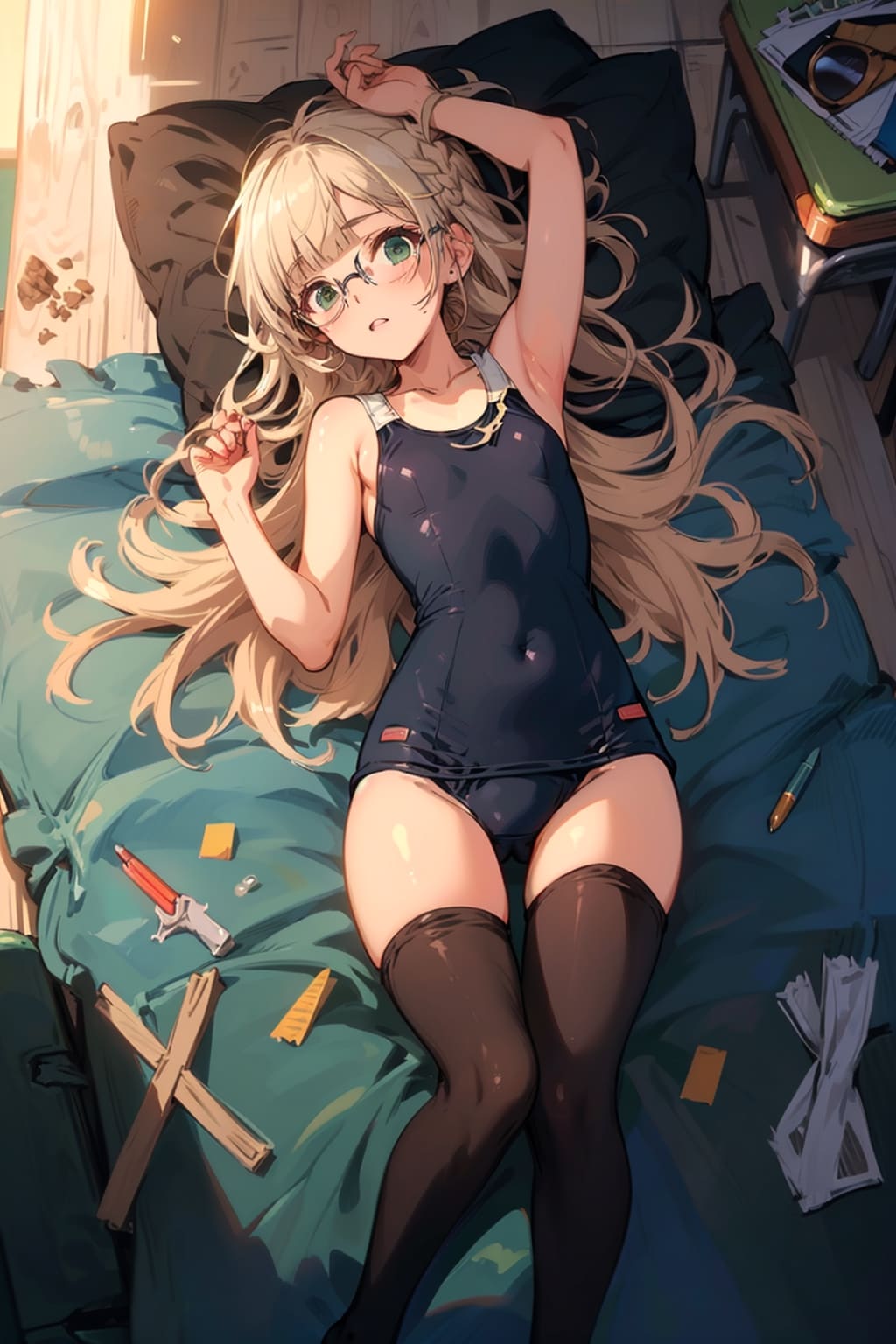 スク水タイツの眼鏡っ娘