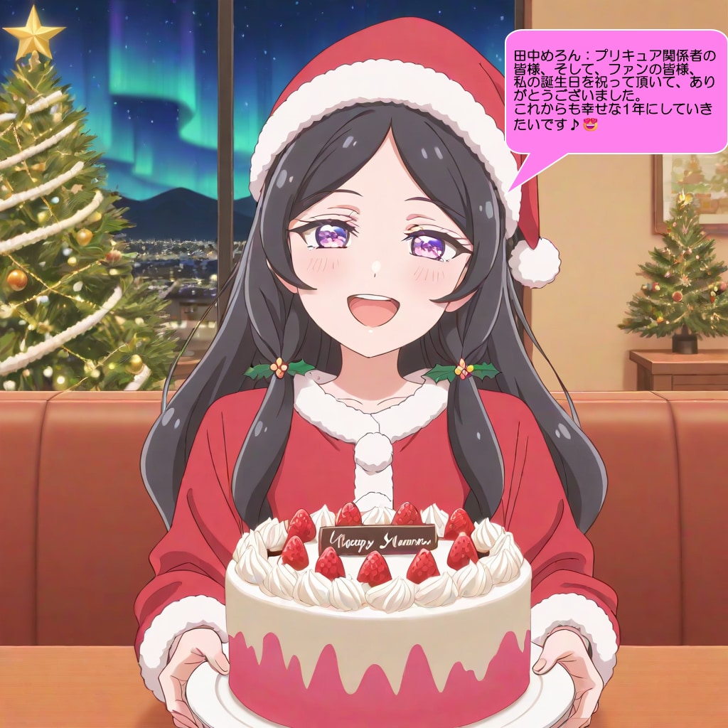 田中めろん、クリスマスケーキで誕生日を祝ってもらう