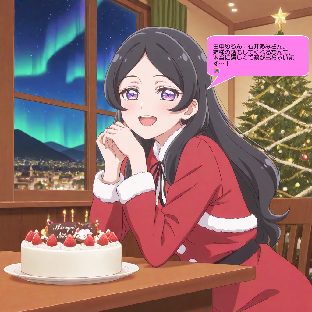 田中めろん、クリスマスケーキで誕生日を祝ってもらう