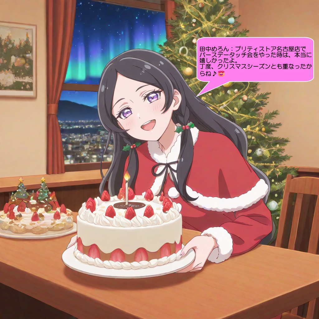 田中めろん、クリスマスケーキで誕生日を祝ってもらう