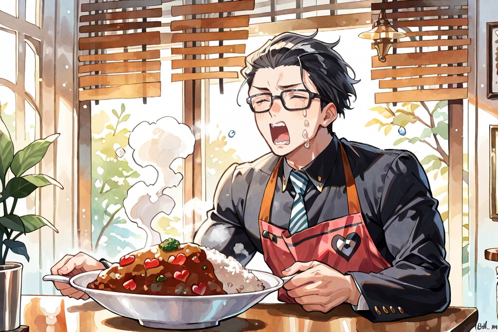 カレーを食べながらギャン泣きする隊長さん