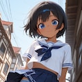 ショートヘアの黒髪少女 2枚目