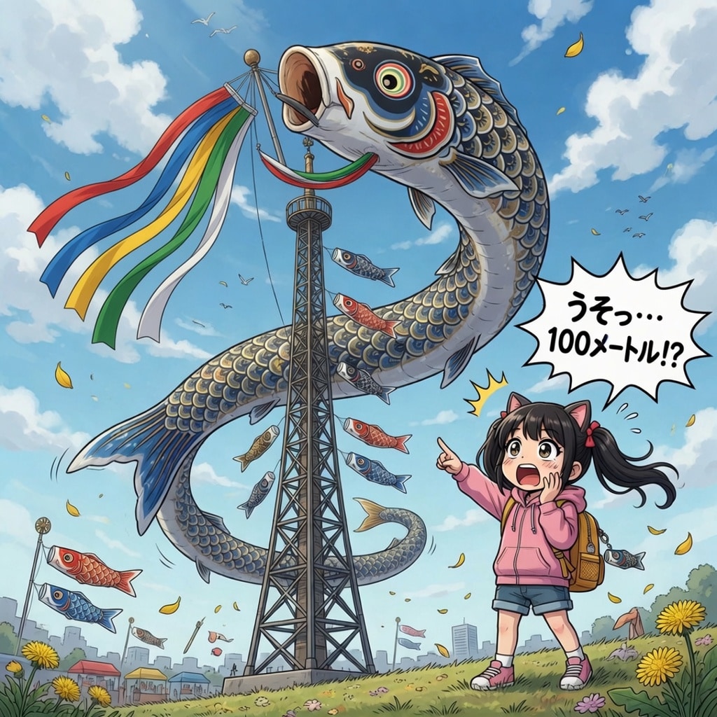 全長100mの巨大鯉のぼりは実在する