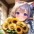ひまわりとケモ耳エルフさん（8枚） 5枚目