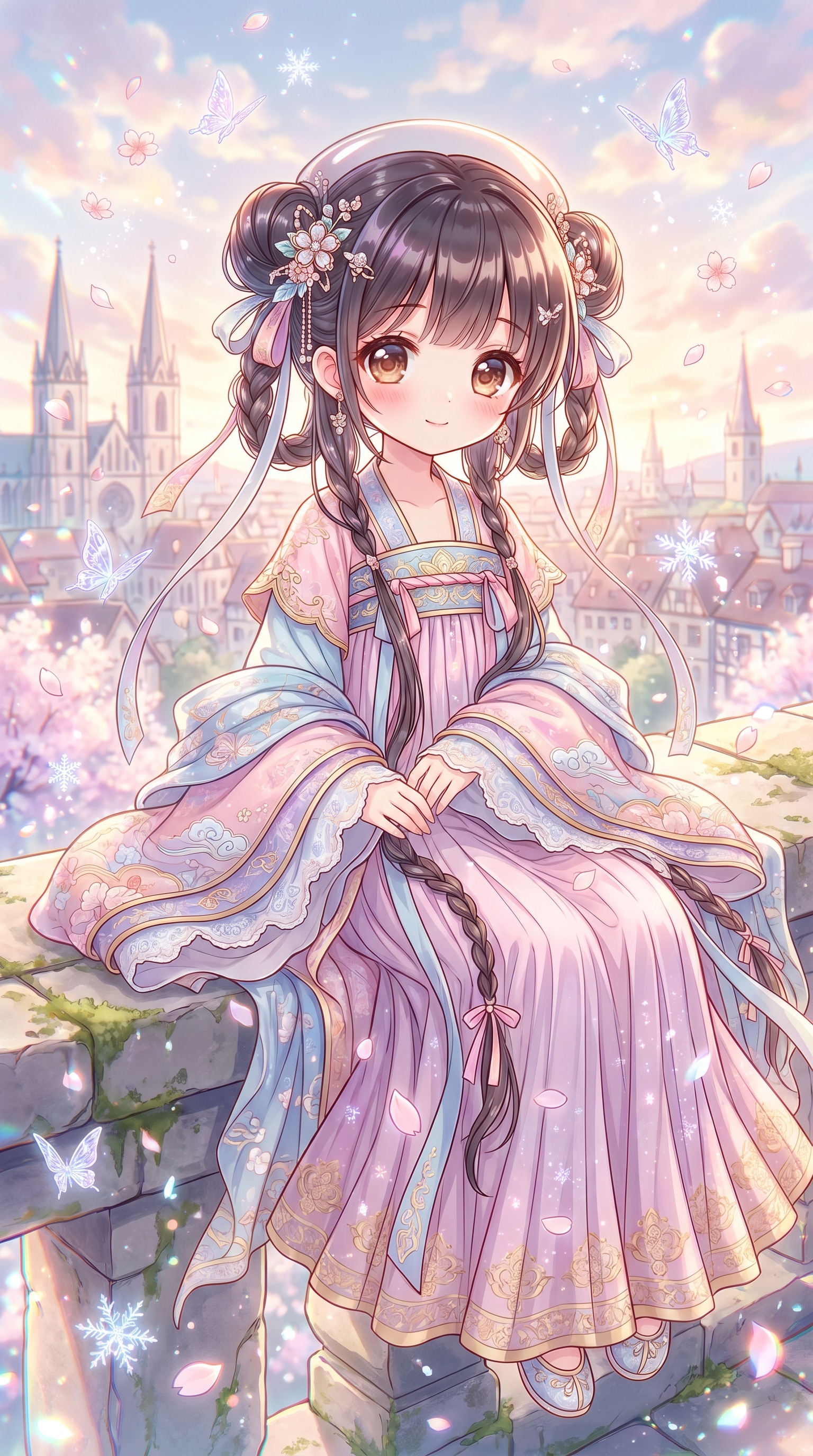橋上華裳少女