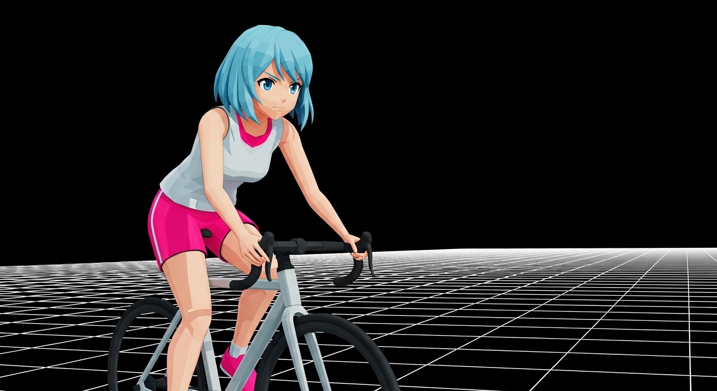 自転車に乗る TUDEちゃん