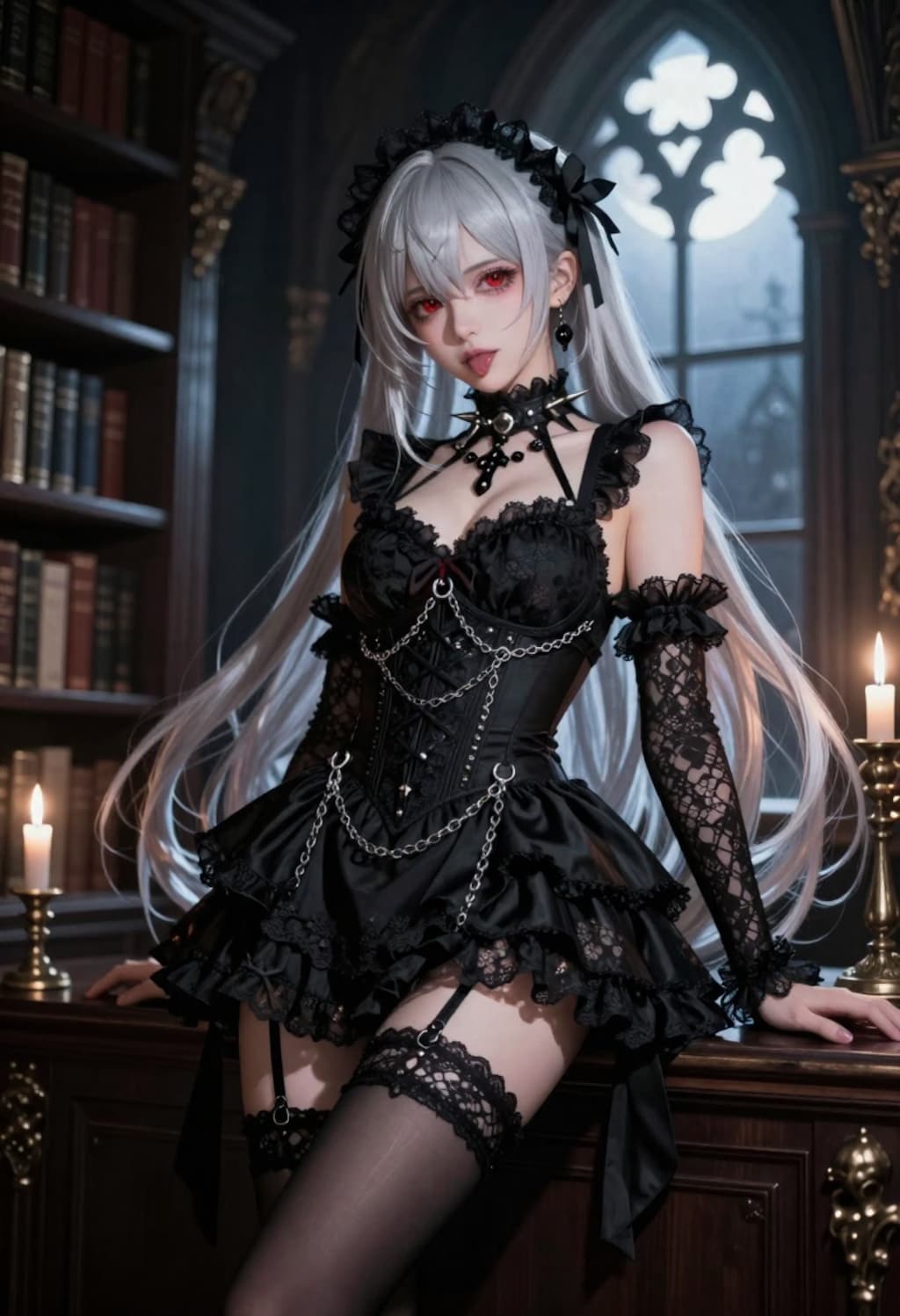 銀髪メイドの夜の囁き