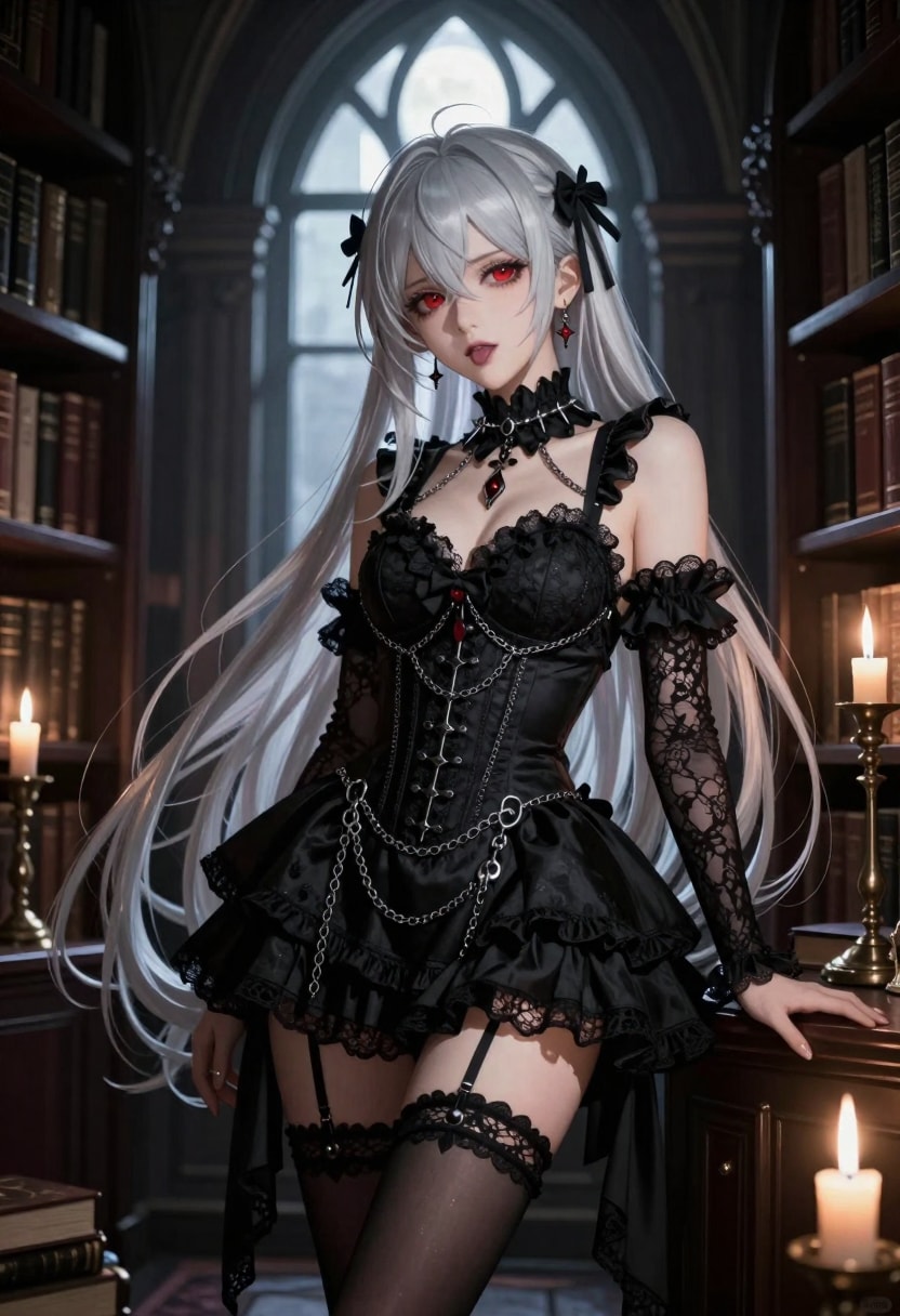 銀髪メイドの夜の囁き | の人気AIイラスト・グラビア