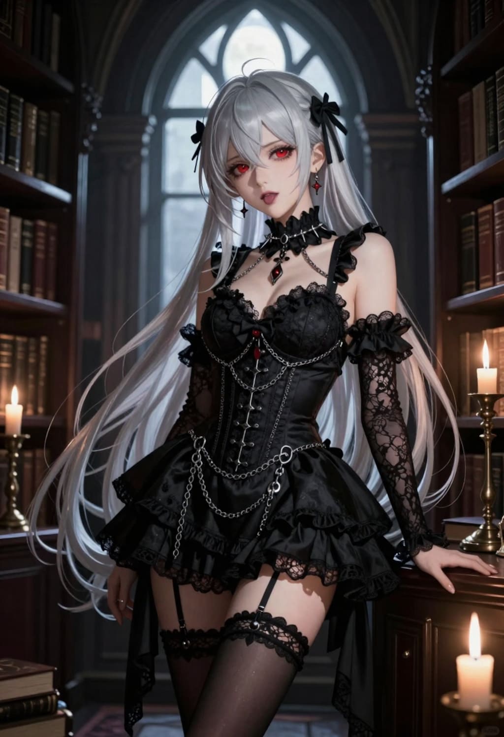 銀髪メイドの夜の囁き