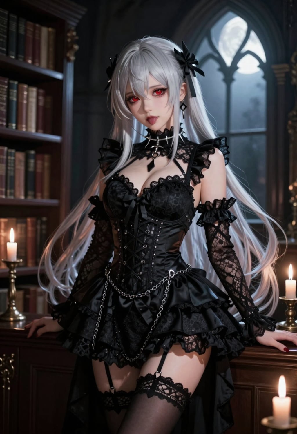 銀髪メイドの夜の囁き