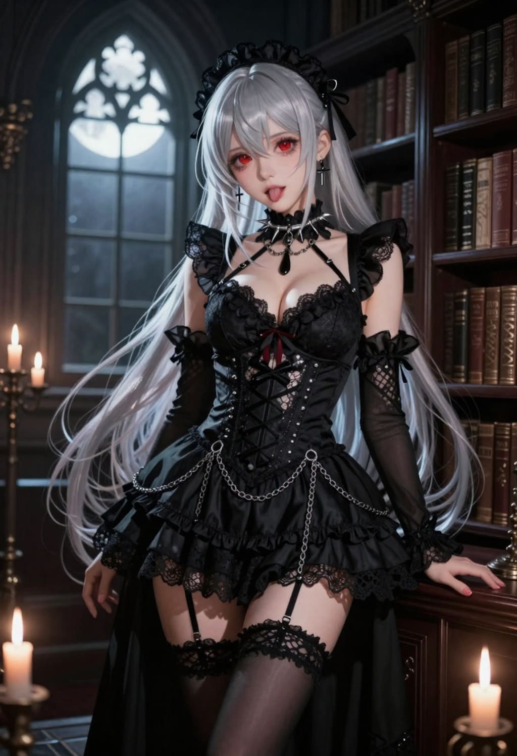 銀髪メイドの夜の囁き